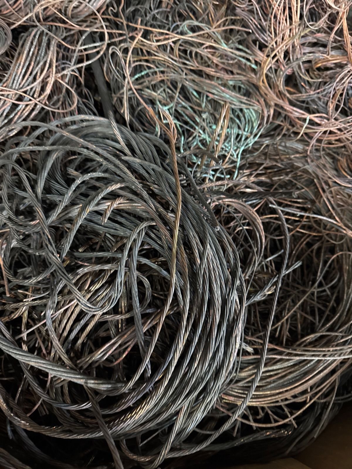 Bare copper wire photographed close up